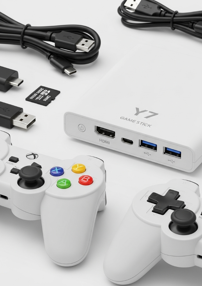 Game Stick 4K HD Y7 (Última Geração) com 256G e 12.000 Jogos